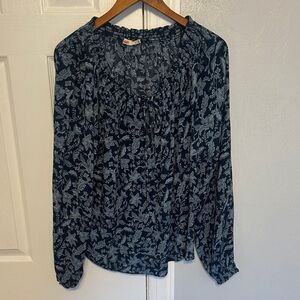 Faherty Blue and White Floral Blouse